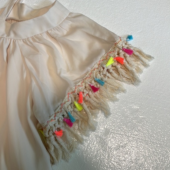 Luxe Moda Tassel fringe off shoulder/ cold shoulder top - Picture 2 of 5